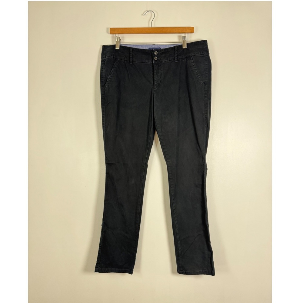 Classic American Eagle Women Size 12 Chino Pants Black Stretch Straight Leg